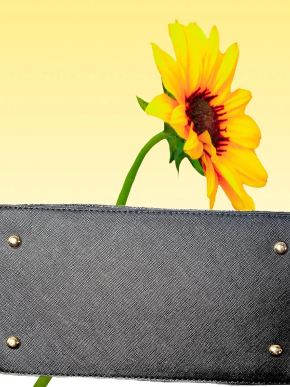 Kate Spade Black Sunflower Glitter Bottom Large Tote Bag Zip Top